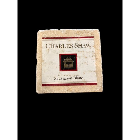 Handmade Natural Stone Marble Drink Coasters - French Wine Theme Set of 4 New - Picture 4 of 5